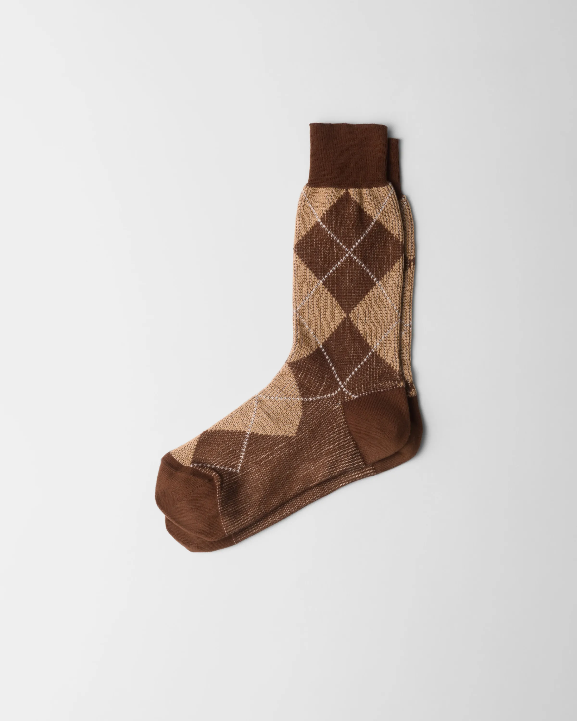 Uomo Prada Calze corte in cotone con motivo Argyle