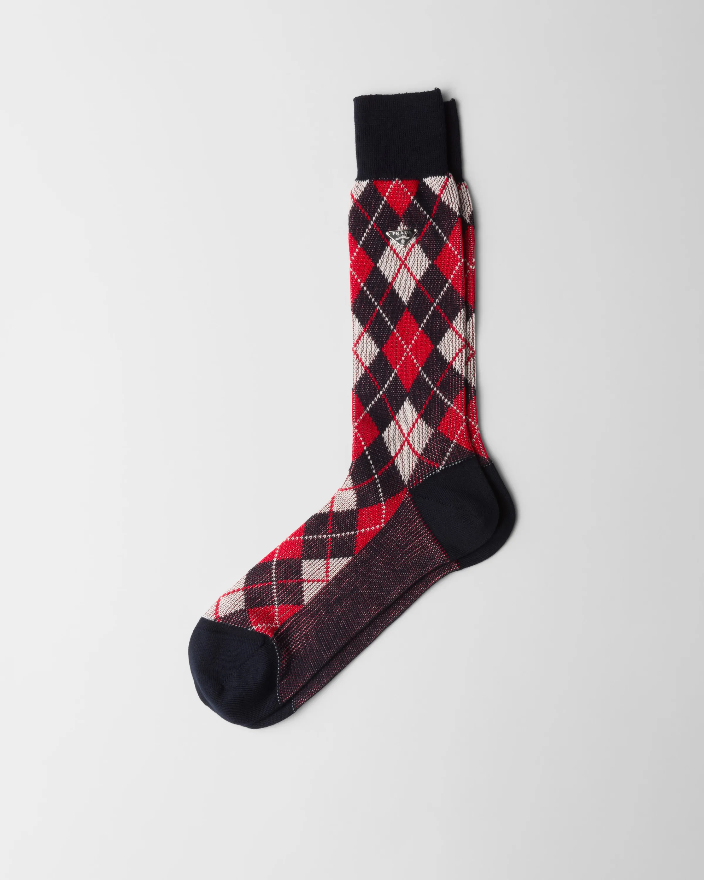Uomo Prada Calze corte in cotone con motivo Argyle