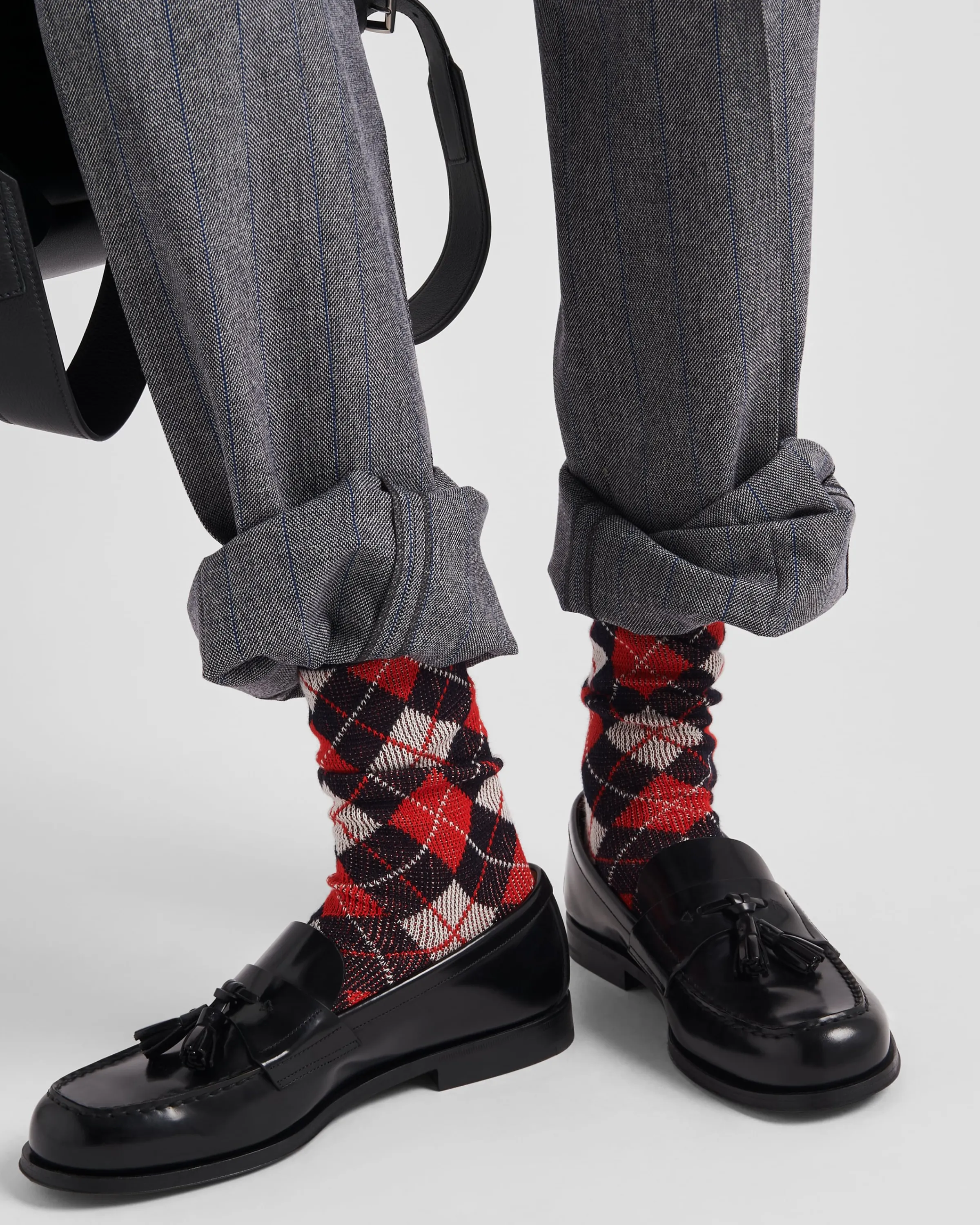 Uomo Prada Calze corte in cotone con motivo Argyle