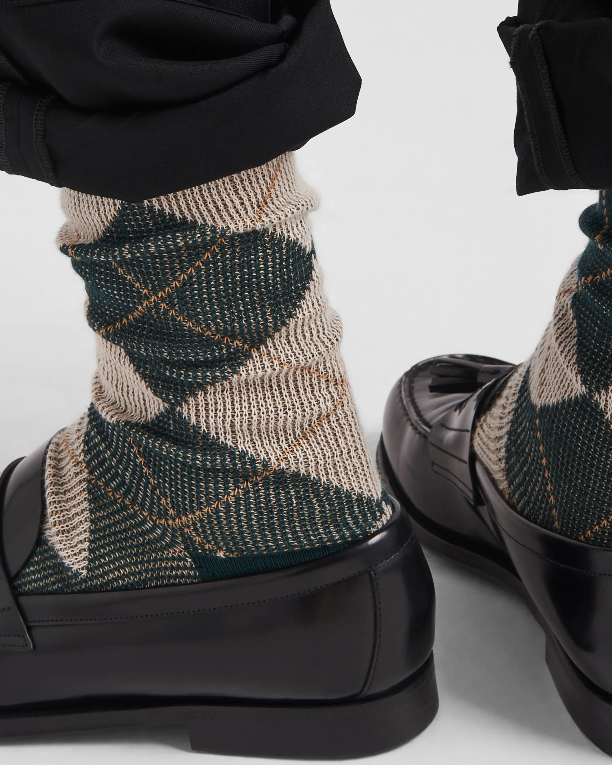 Uomo Prada Calze corte in cotone con motivo Argyle