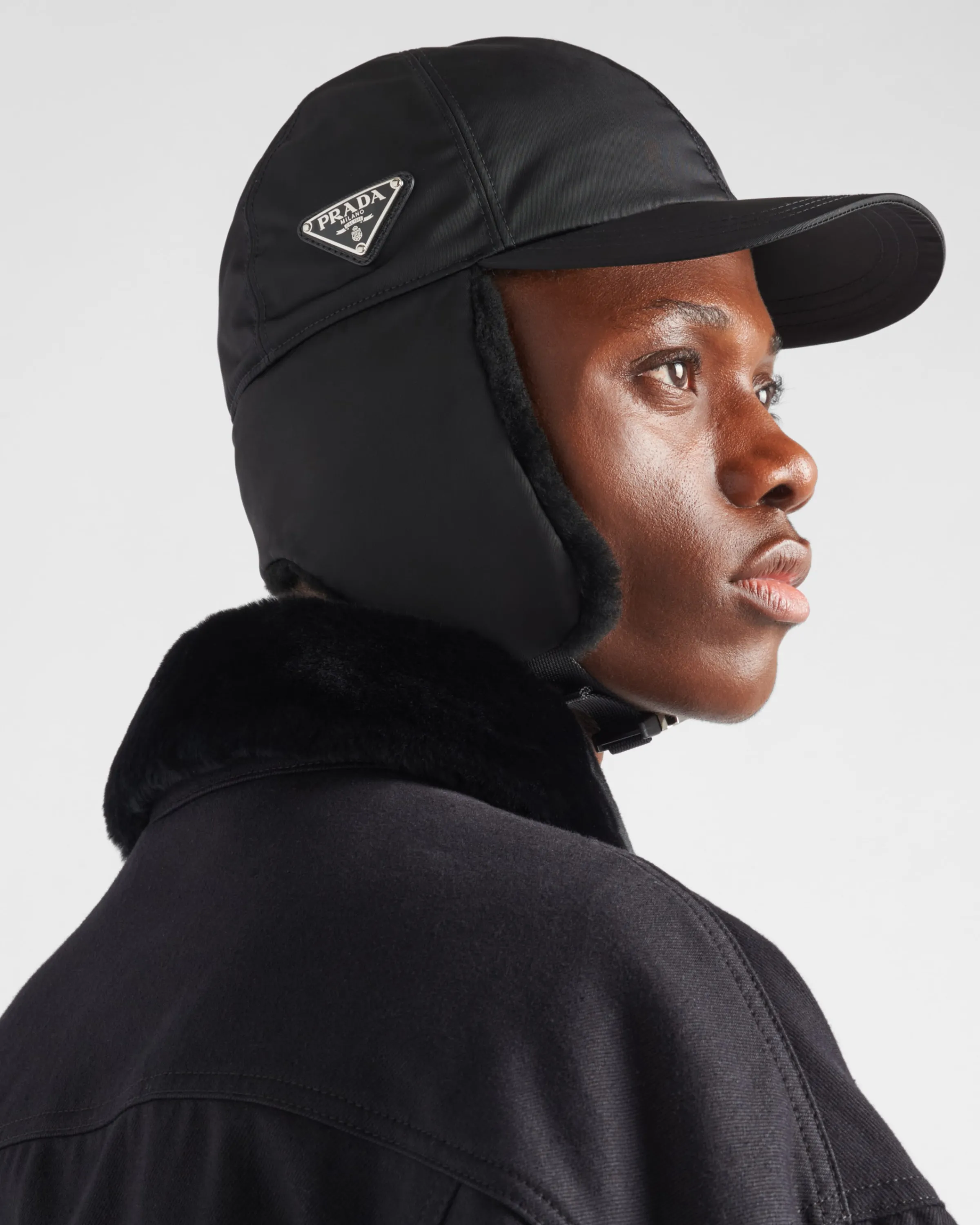 Uomo Prada Cappello in Re-Nylon e montone