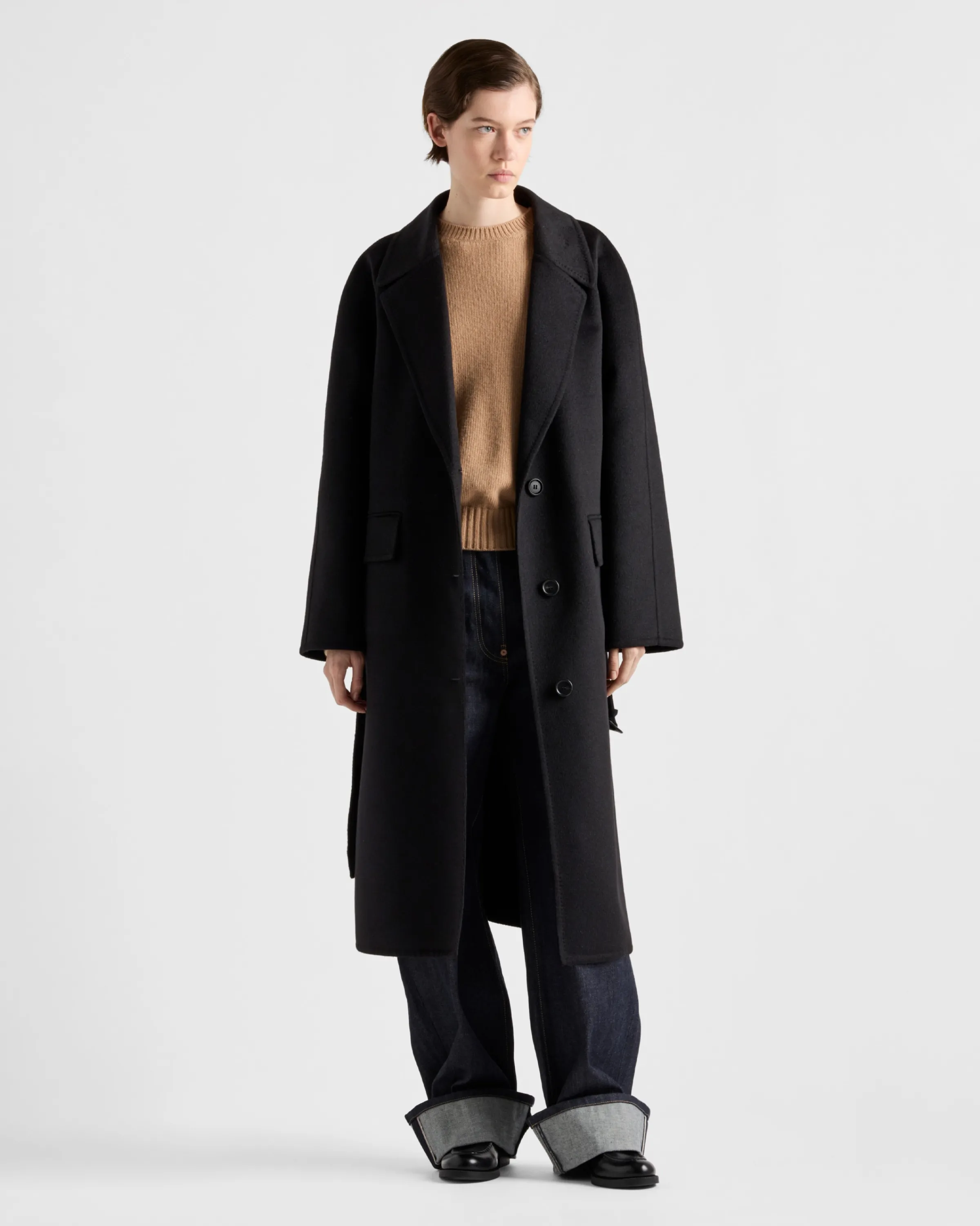 Donna Prada Cappotto monopetto in cashgora