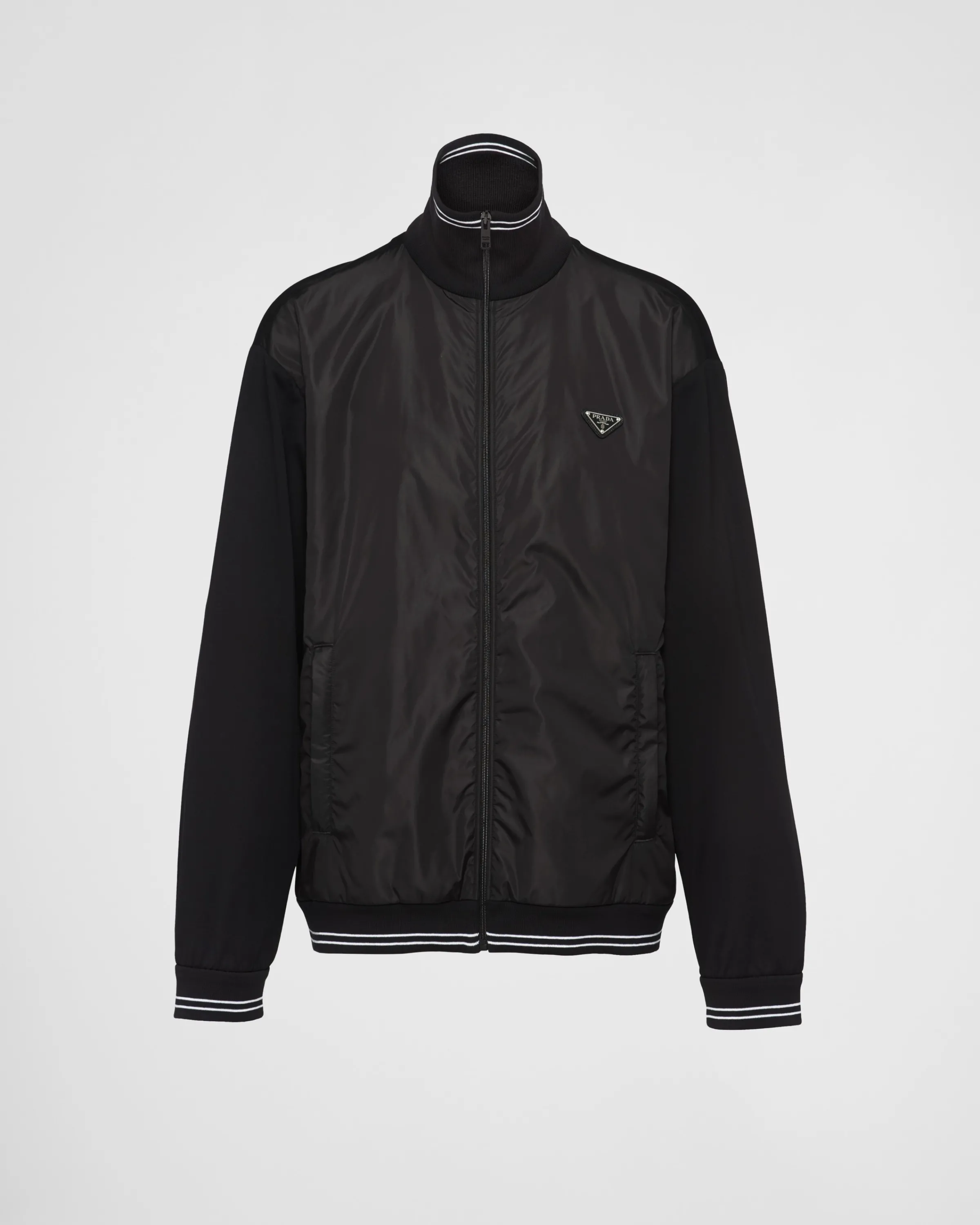 Uomo Prada Cardigan in cotone con dettaglio in Re-Nylon