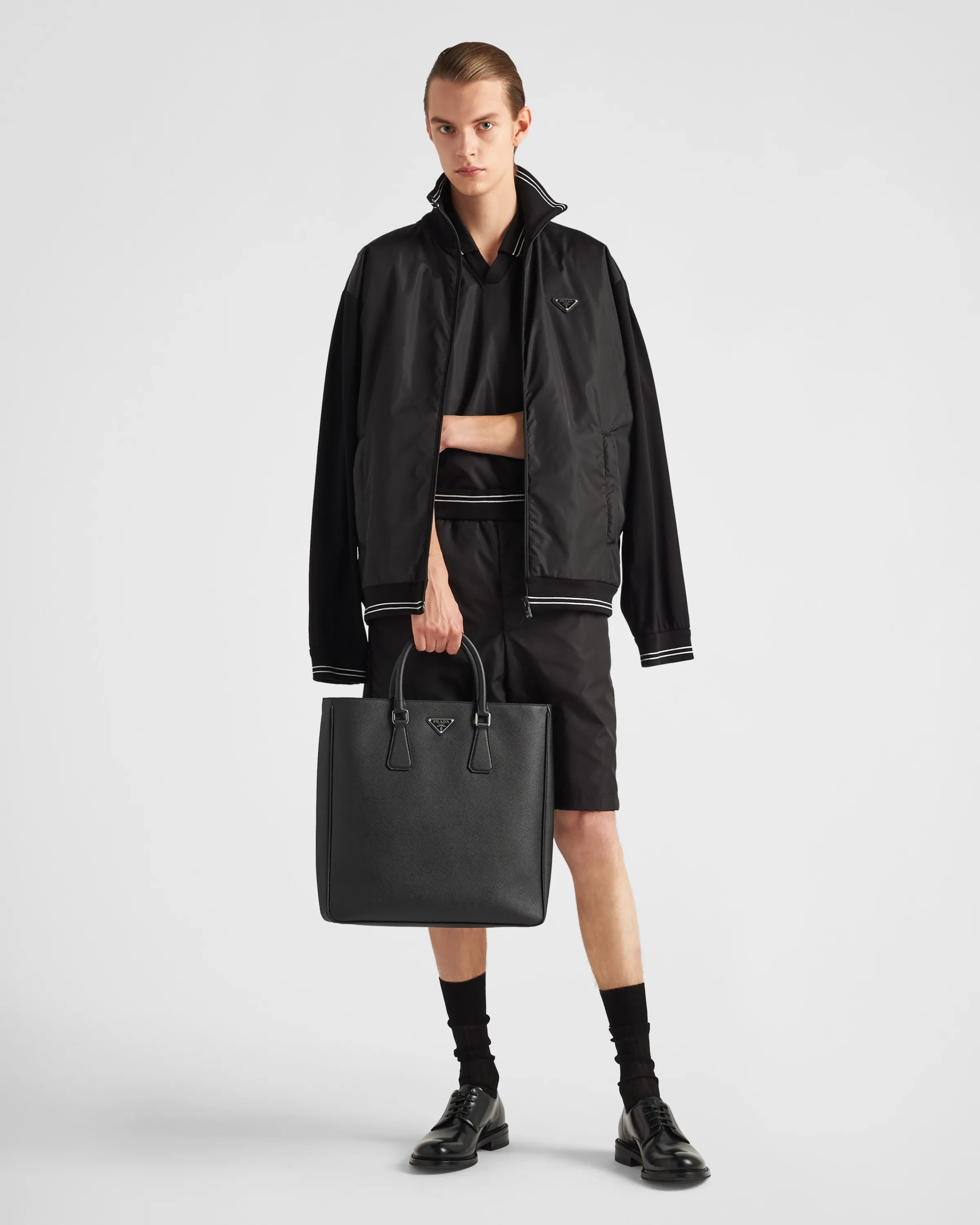 Uomo Prada Cardigan in cotone con dettaglio in Re-Nylon