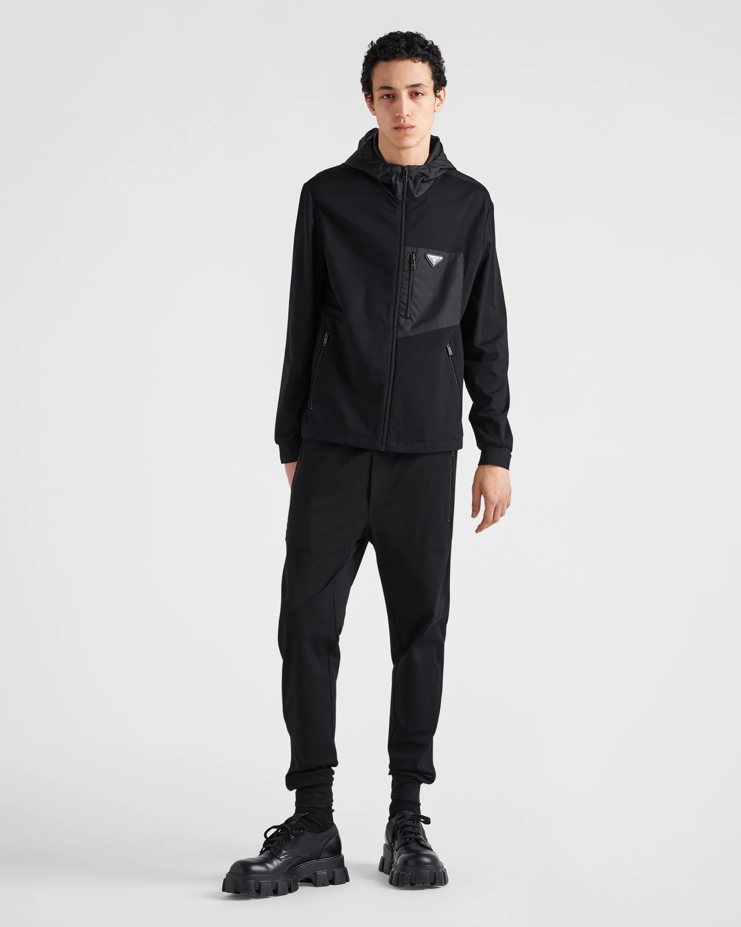 Uomo Prada Cardigan in cotone tecnico e Re-Nylon