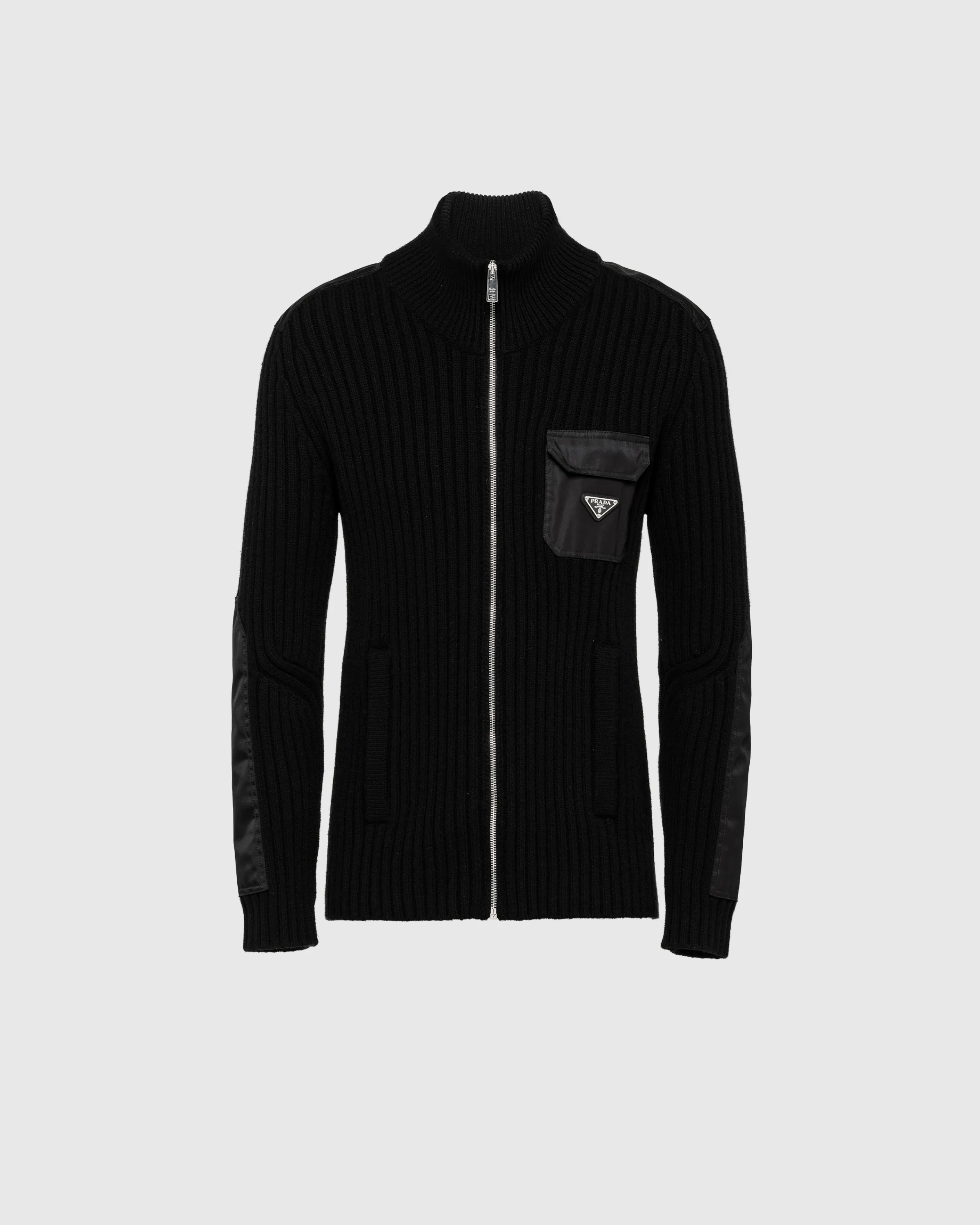 Uomo Prada Cardigan in lana e cashmere con dettagli in Re-Nylon