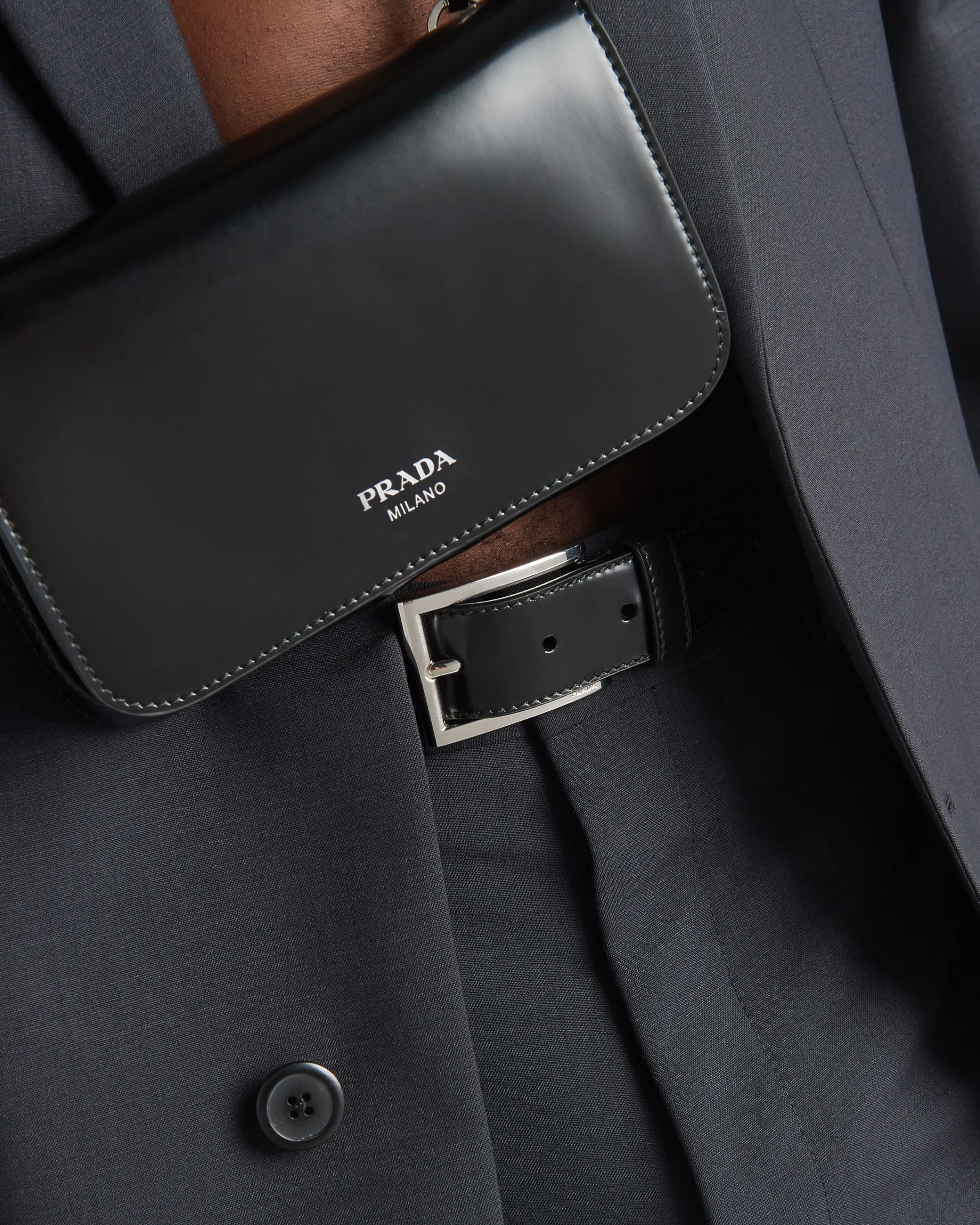 Uomo Prada Cintura in pelle spazzolata