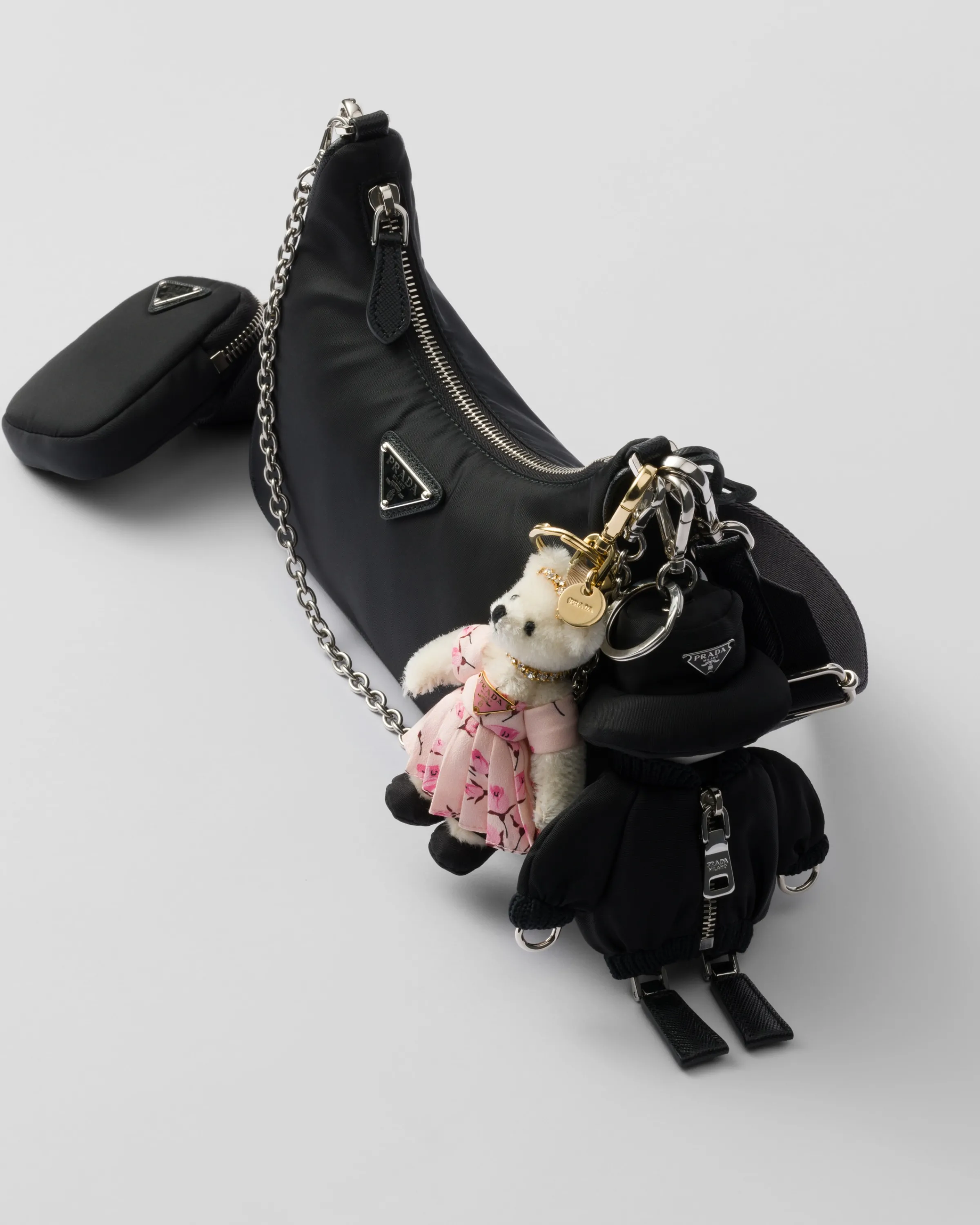 Donna Prada Ciondolo da borsa Soft Robot con tracolla in Re-Nylon
