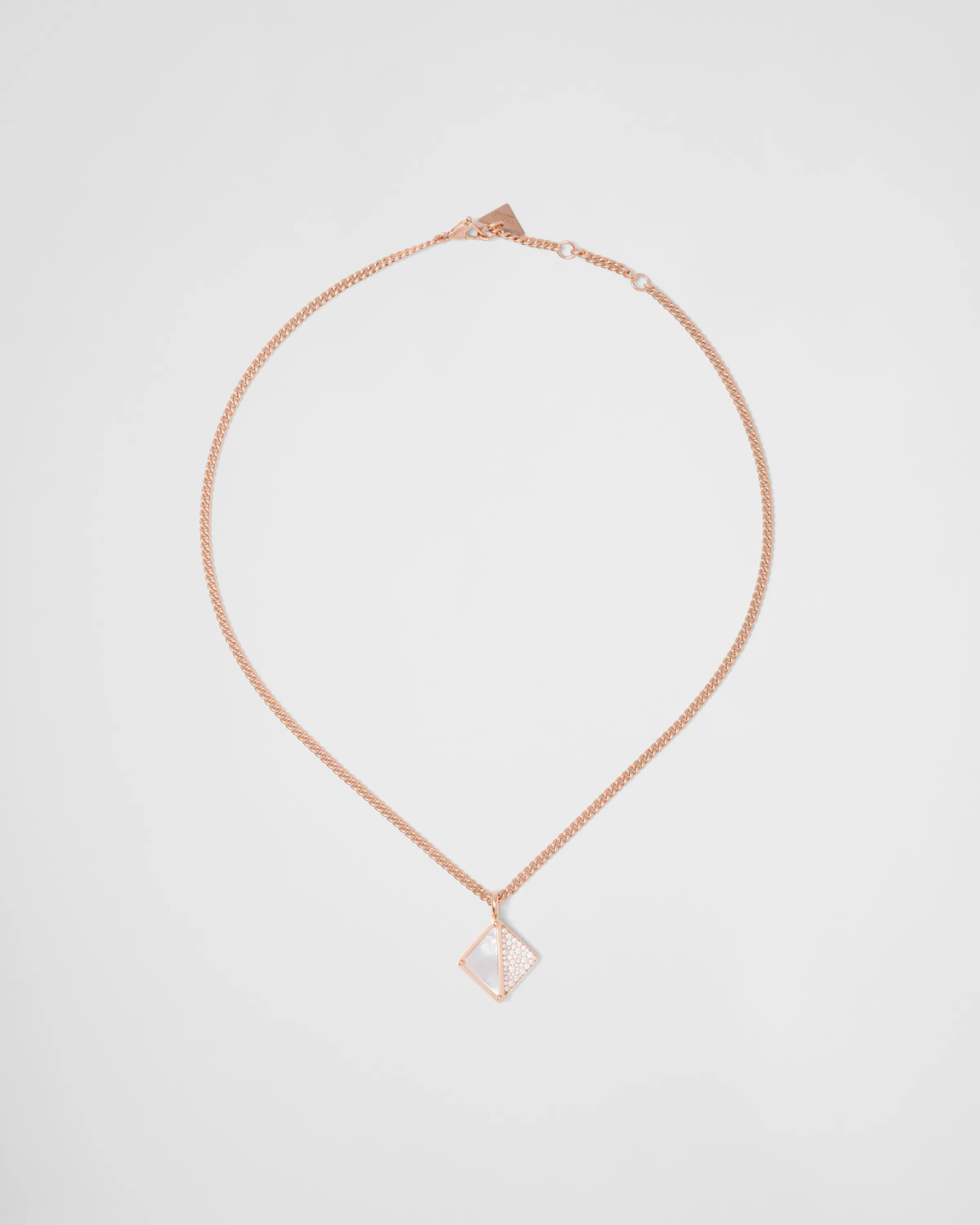 Prada Collana con pendente Eternal Gold in oro rosa con diamanti e madreperla
