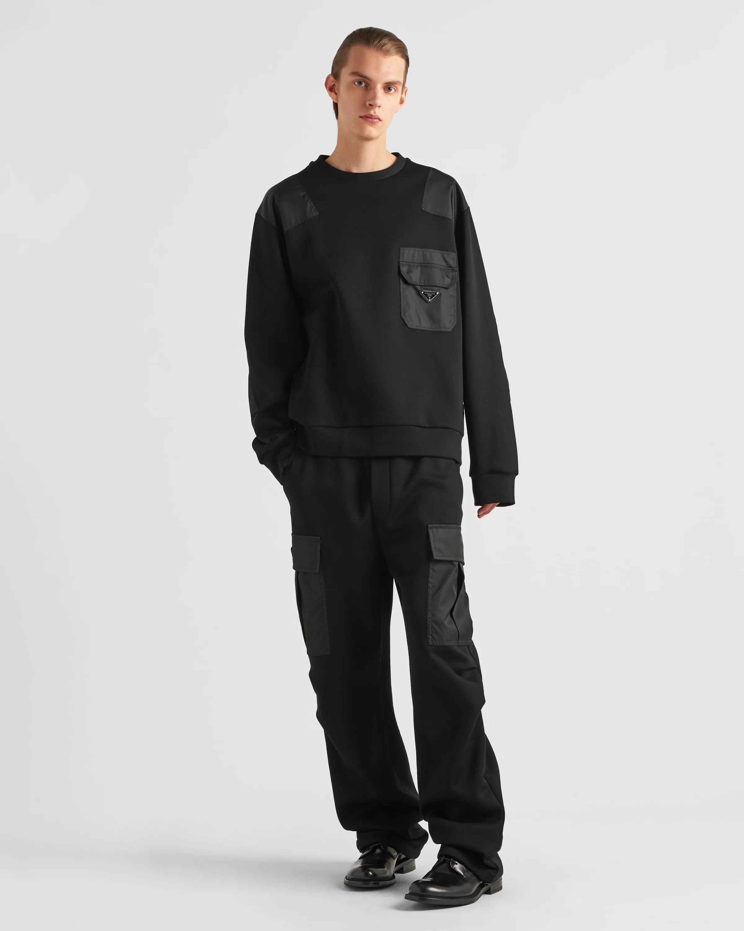 Uomo Prada Felpa in cotone con dettagli in Re-Nylon