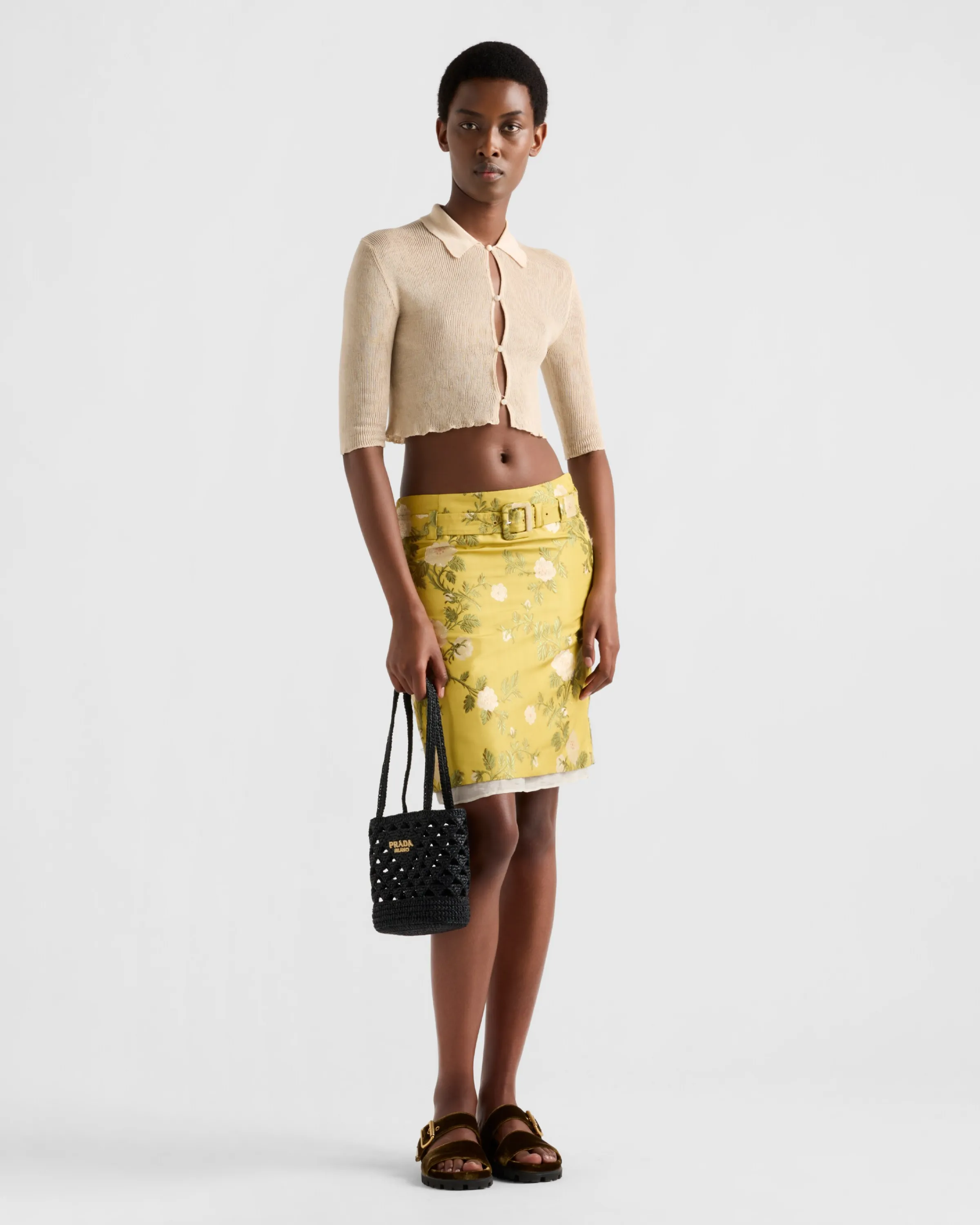 Donna Prada Gonna con motivo floreale jacquard