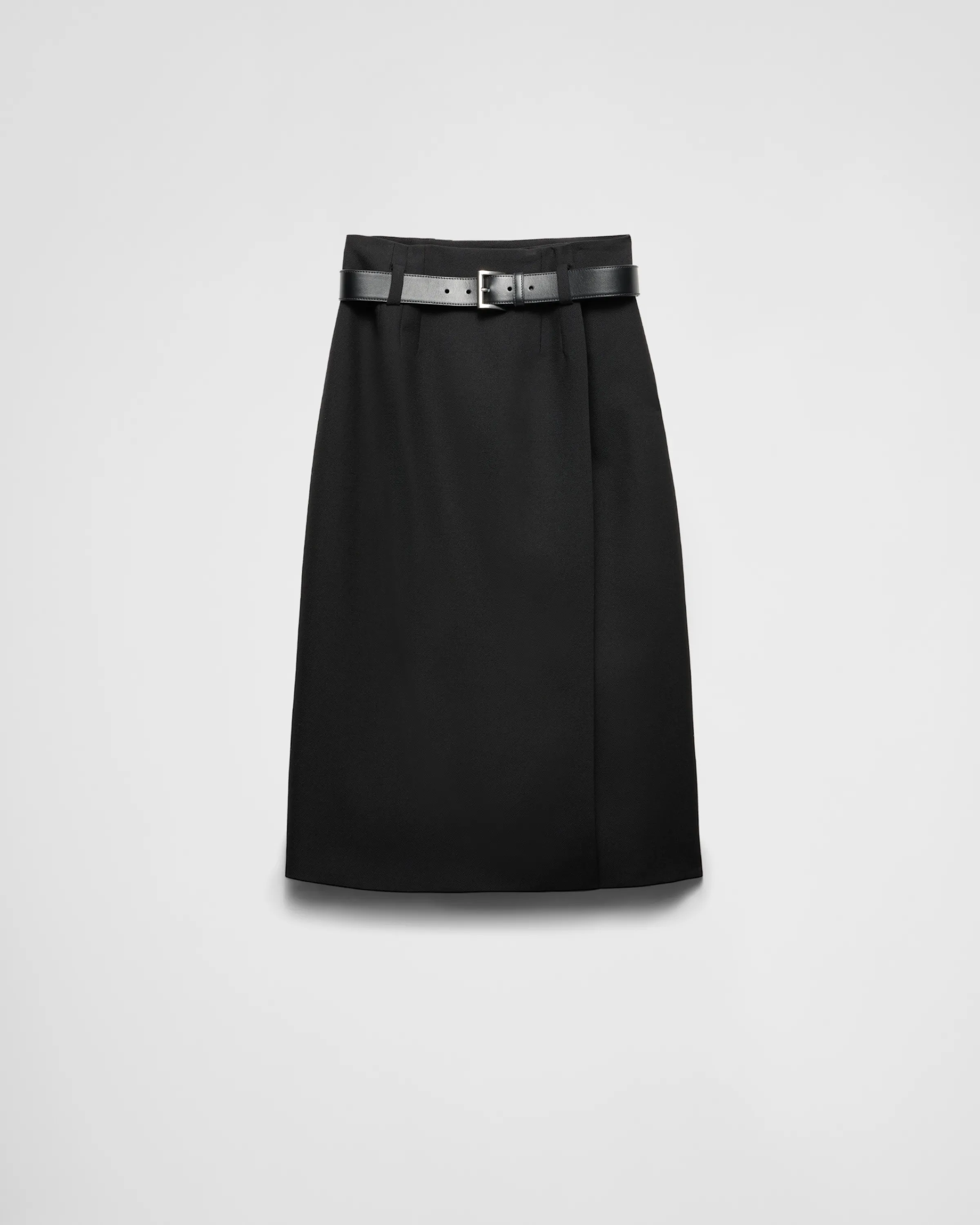 Donna Prada Gonna in gabardine con cintura in pelle