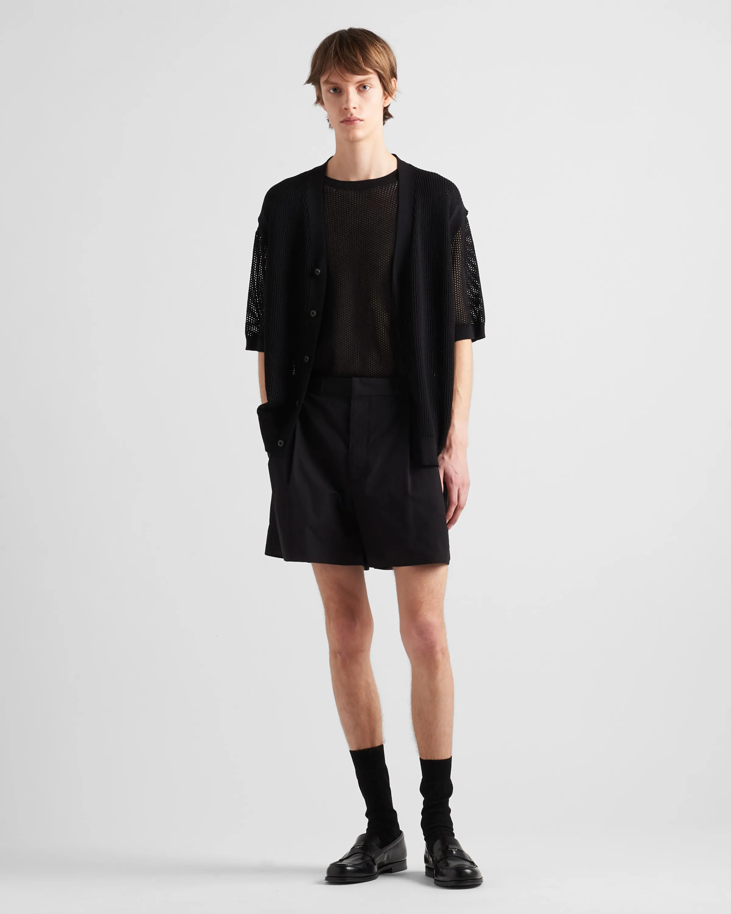 Uomo Prada Maglia girocollo in seta e cotone