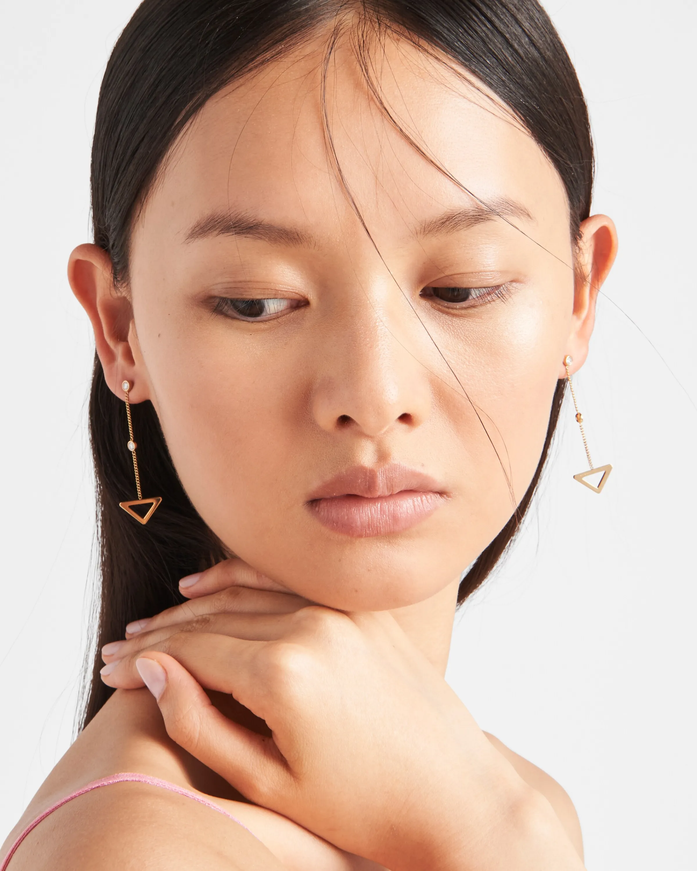 Prada Orecchini con pendenti cut-out Eternal Gold in oro giallo con diamanti