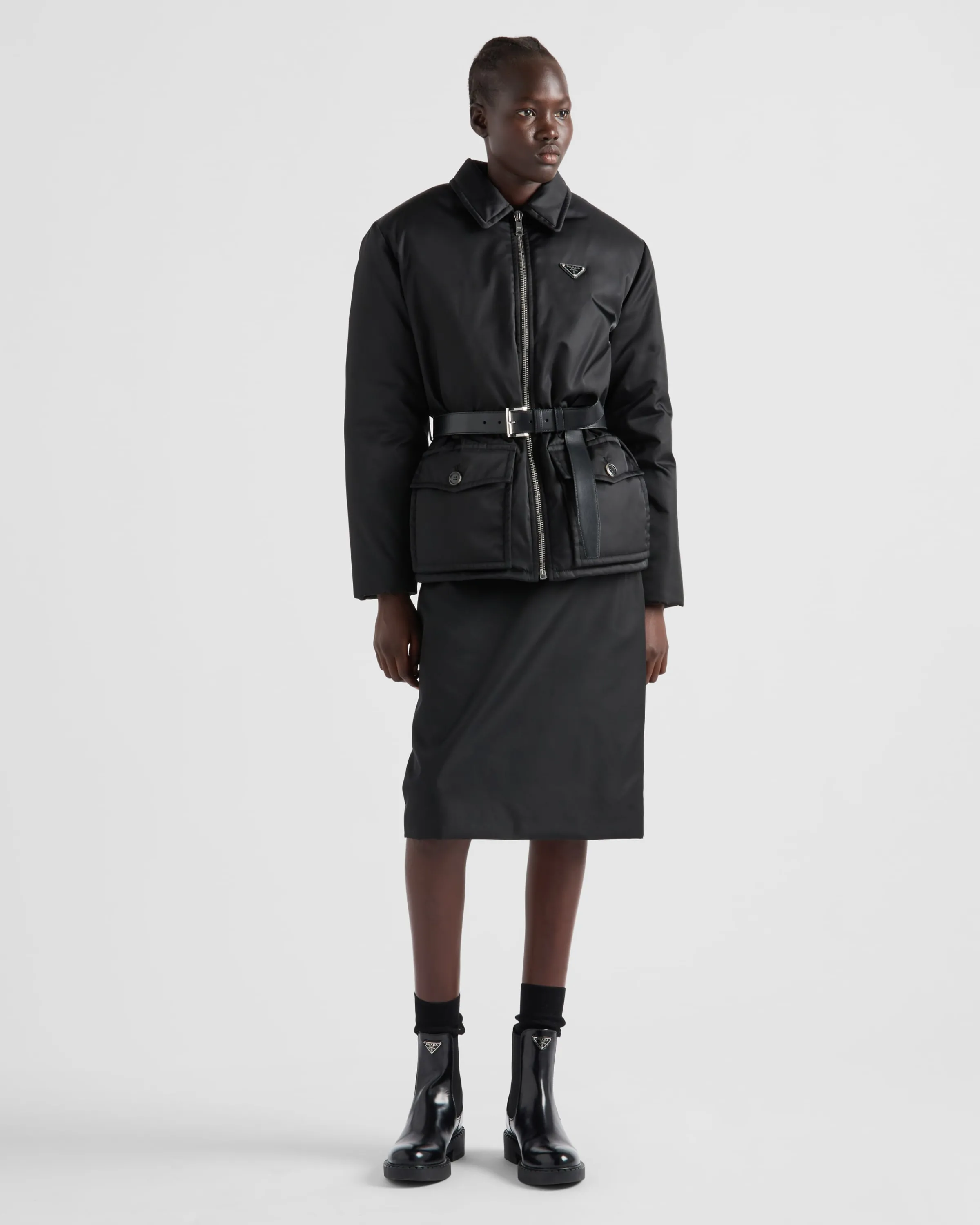 Donna Prada Piumino in Re-Nylon con cintura