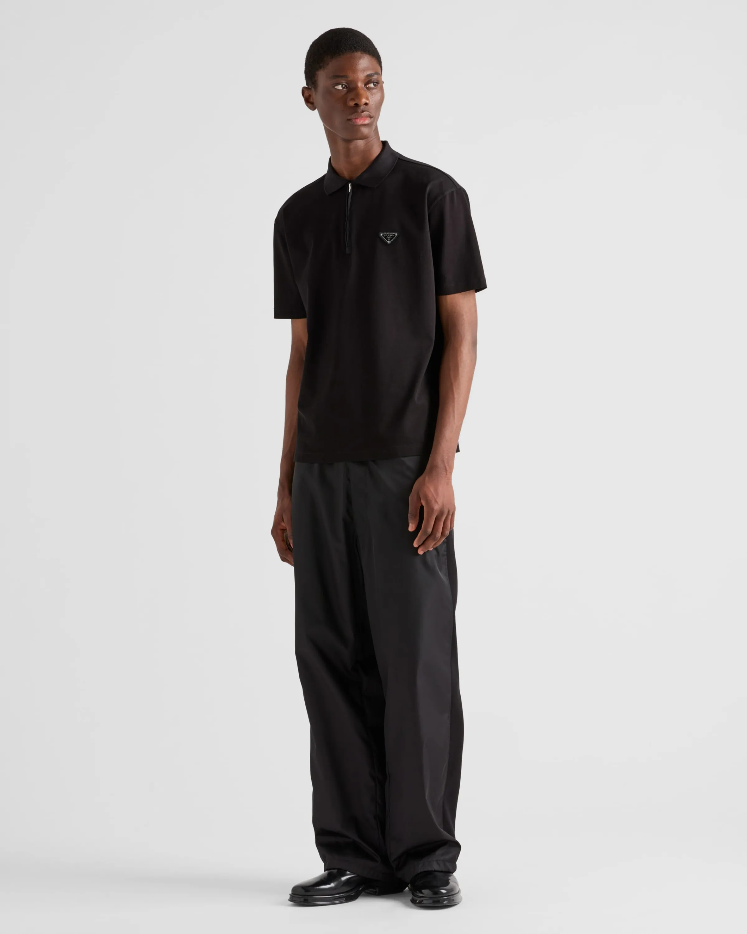 Uomo Prada Polo in piqué con dettagli in Re-Nylon